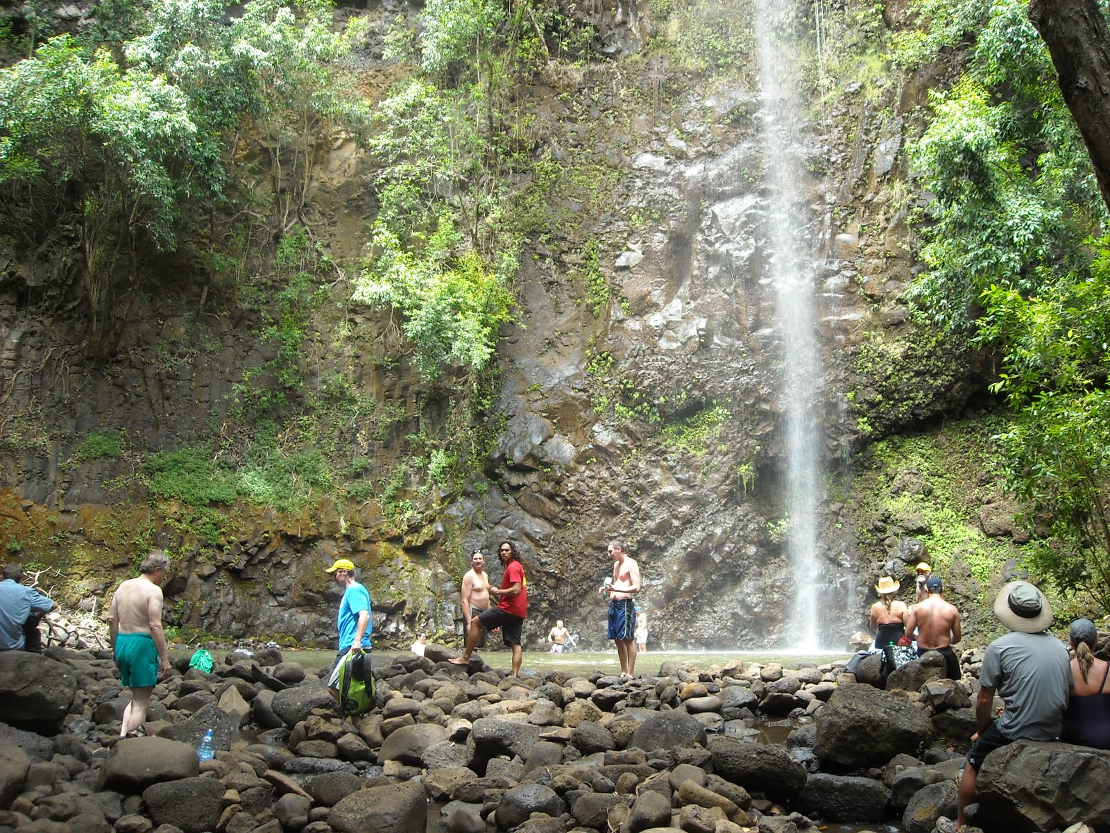 The king’s pool at the base of the falls is a great place to swim and cool off. Kathy&Mike Kayaking the Wailua River to Secret Falls