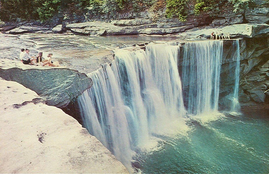 Home of the largest masonry structure built by the civilian conservation corps in the 1930's. Vintage Travel Postcards Cumberland Falls State Park, Kentucky